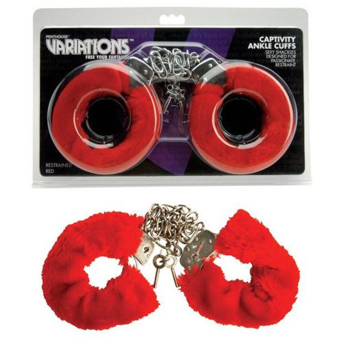 Меховые красные наручники VARIATIONS Меховые красные наручники VARIATIONS