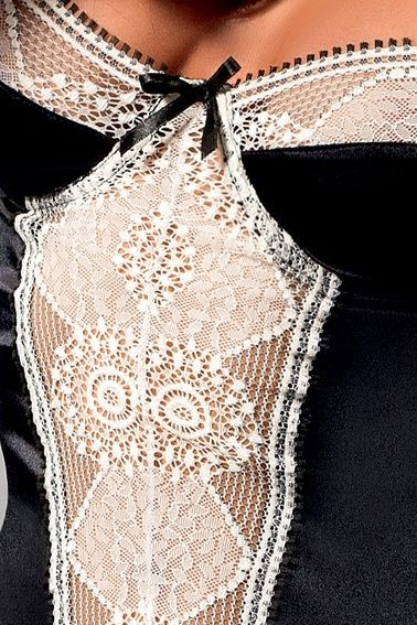 Чёрно-белый корсаж Saba с оборками по низу