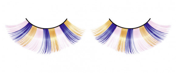Голубо-розово-желтые пушистые ресницы