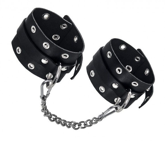 Черные однослойные оковы с люверсами Черные однослойные оковы с люверсами