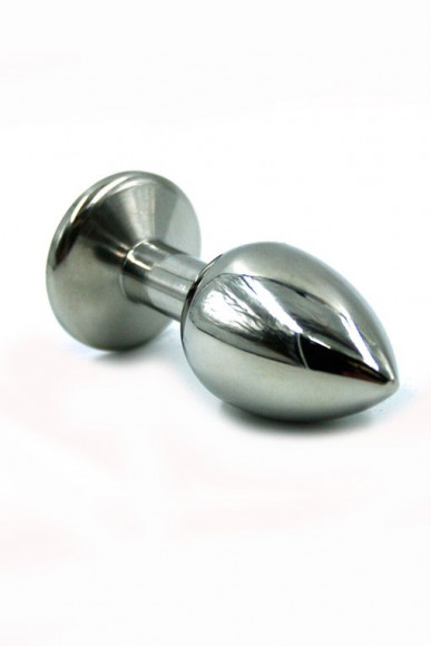 Серебристая малая анальная пробка с радужным кристаллом - 7 см. Серебристая малая анальная пробка с радужным кристаллом - 7 см.