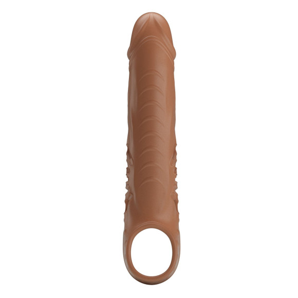 Коричневая вибронасадка с подхватом мошонки и пультом ДУ Коричневая вибронасадка с подхватом мошонки и пультом ДУ