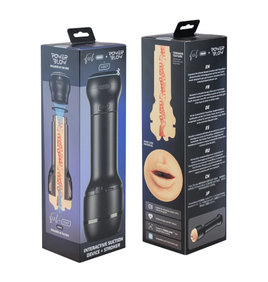 Набор PowerBlow & Feel Stroker Mouth: мастурбатор-ротик и интерактивная насадка