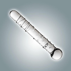 Прозрачный стеклянный фаллоимитатор с двумя видами рельефа - 20 см. Прозрачный стеклянный фаллоимитатор с двумя видами рельефа - 20 см.