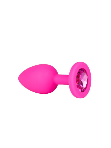 Розовая анальная втулка с малиновым кристаллом - 7,3 см. Розовая анальная втулка с малиновым кристаллом - 7,3 см.