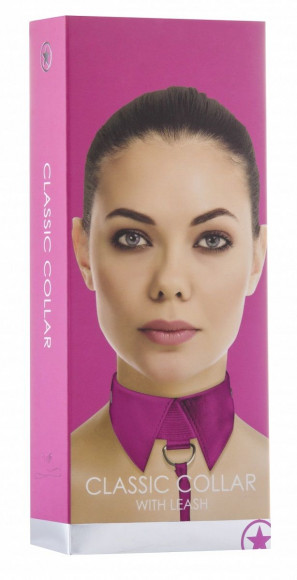 Розовый кожаный воротник с поводком Pink OUCH! 