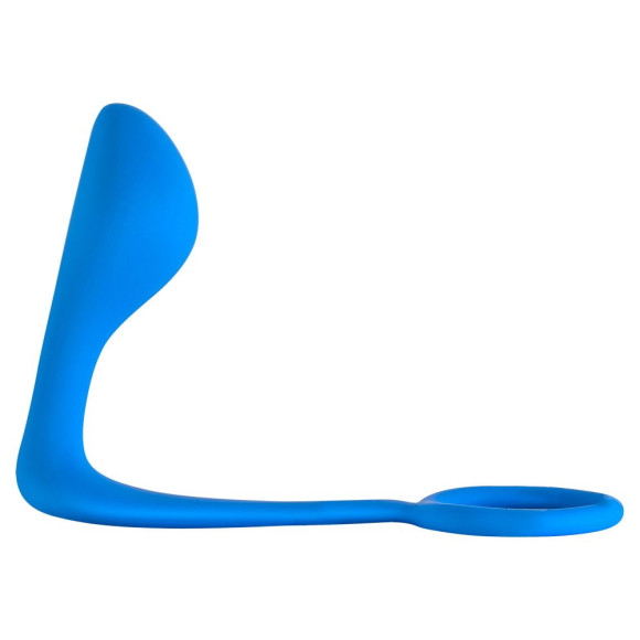 Синее эрекционное кольцо с анальной пробкой Button Anal Plug Синее эрекционное кольцо с анальной пробкой Button Anal Plug