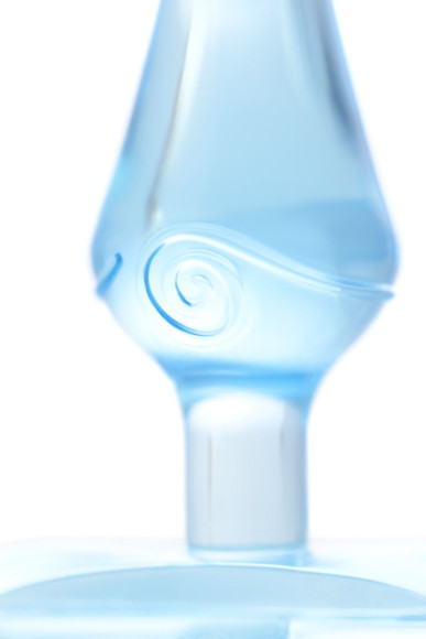 Голубая анальная втулка с ограничителем - 6,5 см.