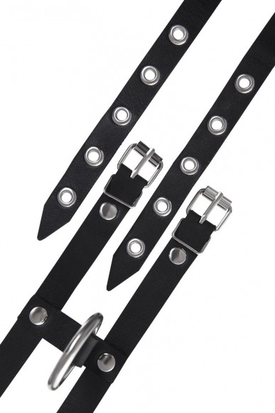 Черные однослойные оковы из двух ремешков Черные однослойные оковы из двух ремешков