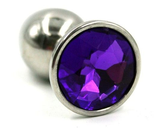 Серебристая малая анальная пробка с фиолетовым кристаллом - 7 см. Серебристая малая анальная пробка с фиолетовым кристаллом - 7 см.