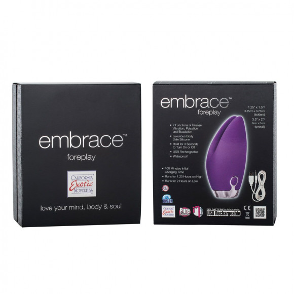 Фиолетовый перезаряжаемый вибромассажер Embrace Foreplay Фиолетовый перезаряжаемый вибромассажер Embrace Foreplay