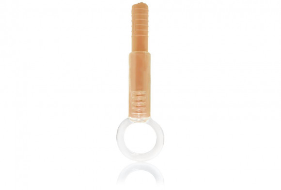 Оранжевый ультратонкий вибратор в виде стика с эластичным силиконовым кольцом Оранжевый ультратонкий вибратор в виде стика с эластичным силиконовым кольцом