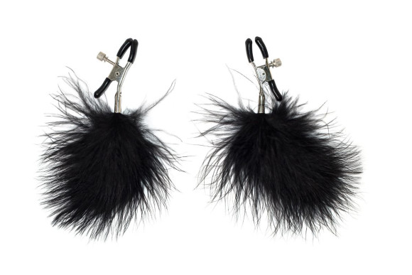 Зажимы на соски с черным пухом Euphoric Зажимы на соски с черным пухом Euphoric