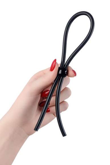 Черное лассо на пенис с одной бусиной Черное лассо на пенис с одной бусиной