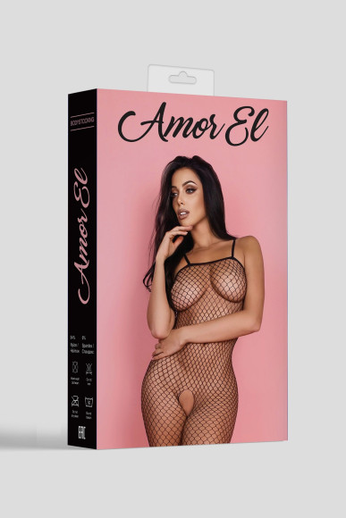 Роскошный сетчатый боди-комбинезон на бретельках с открытым доступом Роскошный сетчатый боди-комбинезон на бретельках с открытым доступом