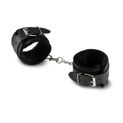 Черные наручники из эко-кожи с мехом Черные наручники из эко-кожи с мехом