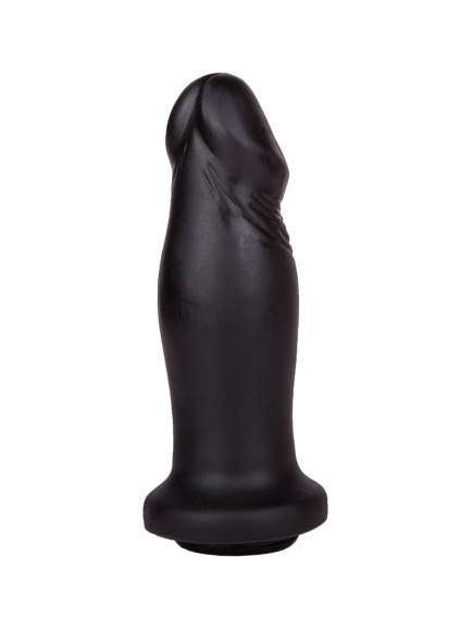 Чёрный анальный фаллоимитатор с ограничительным основанием - 14 см. Чёрный анальный фаллоимитатор с ограничительным основанием - 14 см.