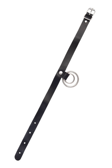 Черный чокер-ошейник с кольцом в кольце Черный чокер-ошейник с кольцом в кольце