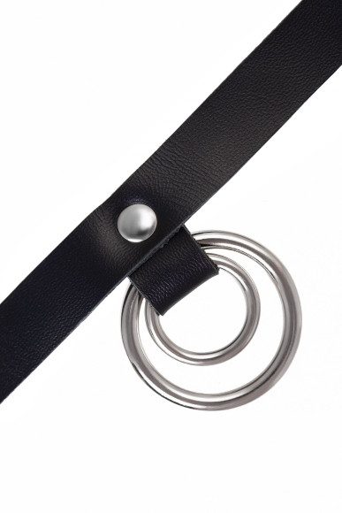 Черный чокер-ошейник с кольцом в кольце Черный чокер-ошейник с кольцом в кольце