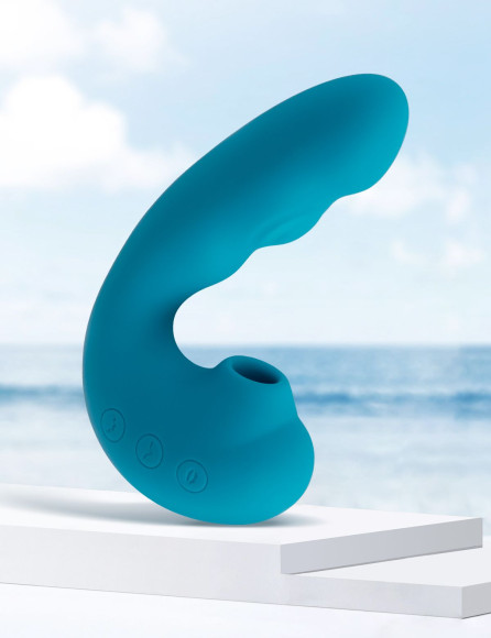 Голубой вибратор Tara с вакуумной стимуляцией и функцией постукивания Голубой вибратор Tara с вакуумной стимуляцией и функцией постукивания