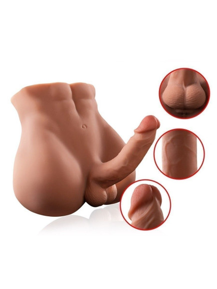 Телесный мужской торс с вибрацией и возвратно-поступательными движениями Bartlett