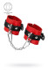 Красно-черные мягкие наручники с одним ремешком с люверсами