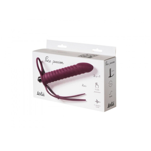 Бордовая вибронасадка для двойного проникновения Rori - 17 см. Бордовая вибронасадка для двойного проникновения Rori - 17 см.