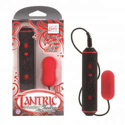 Красный вибромассажер-пулька с декорированным пультом управления TANTRIC Красный вибромассажер-пулька с декорированным пультом управления TANTRIC