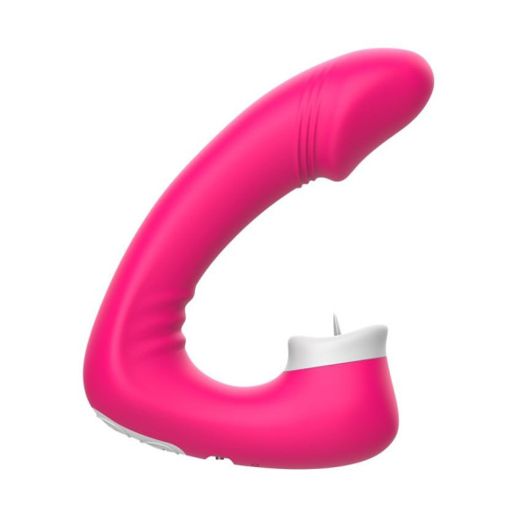 Розовый вибромассажёр с клиторальной стимуляцией Розовый вибромассажёр с клиторальной стимуляцией