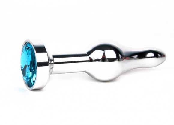 Удлиненная шарикообразная серебристая анальная втулка с голубым кристаллом - 10,3 см. Удлиненная шарикообразная серебристая анальная втулка с голубым кристаллом - 10,3 см.