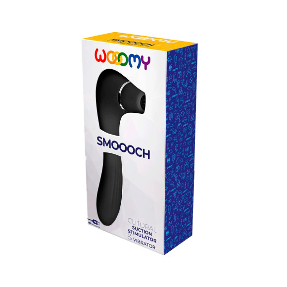 Черный стимулятор Smoooch Clitoral Suction & Vibration - 18,6 см. Черный стимулятор Smoooch Clitoral Suction & Vibration - 18,6 см.