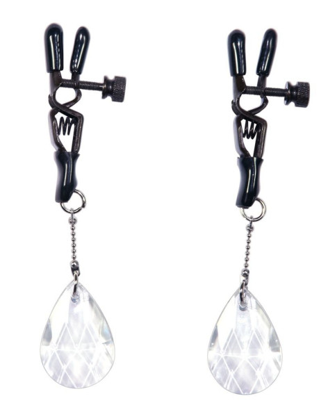 Зажимы на соски с подвесами в виде хрустальных капелек Зажимы на соски с подвесами в виде хрустальных капелек