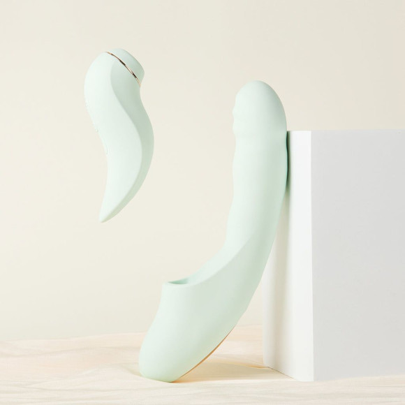 Мятный вибратор-кролик из 2 частей Fatima - 19 см. Мятный вибратор-кролик из 2 частей Fatima - 19 см.