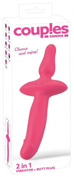 Розовый двусторонний вибратор 2in1 Vibrator & Butt Plug Розовый двусторонний вибратор 2in1 Vibrator & Butt Plug