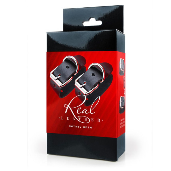 Черные кожаные наручники на застежках Черные кожаные наручники на застежках